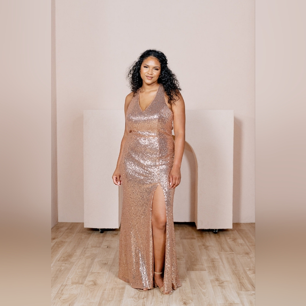 NWOT Revelry Asher Sequin Dress, Rose Gold, Size 10, Regular Length